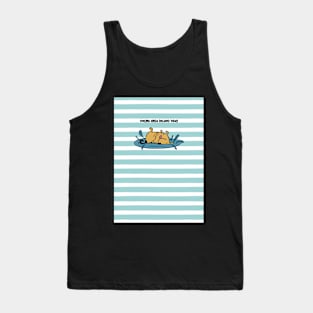 Funny relaxed dog on striped background Tank Top